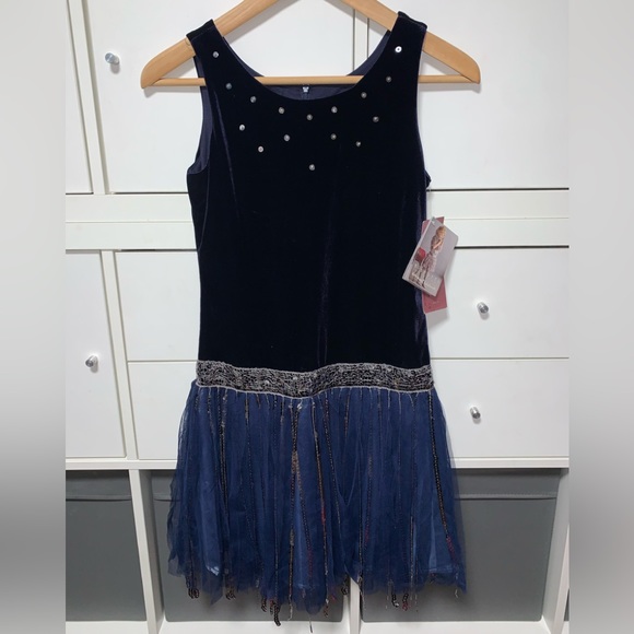 Stunning Biscotti Collection Blue/Silver Holiday Party Dress girls 14 - Picture 1 of 5